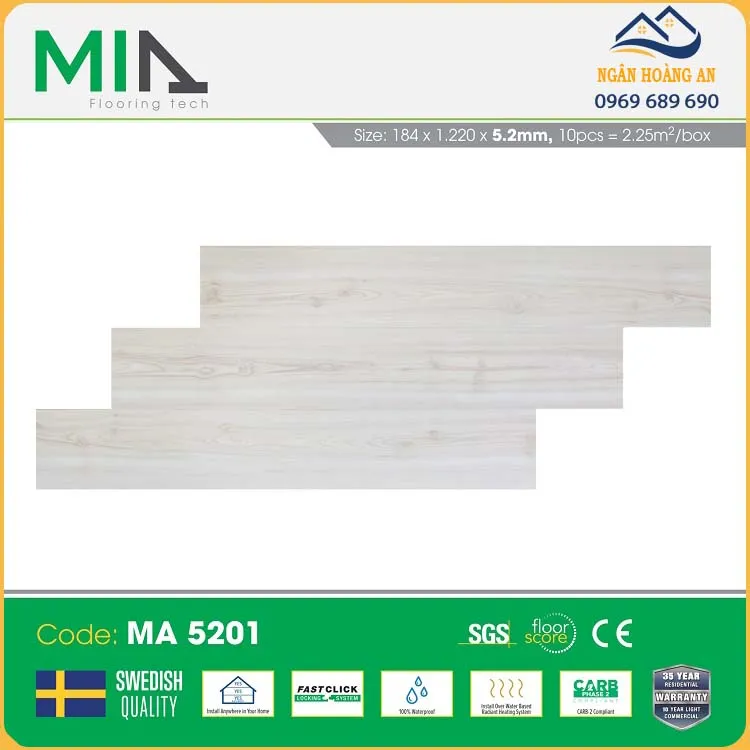Sàn Nhựa Giả Gỗ Hèm Khóa MIA MA 5201 Dày 5.2mm